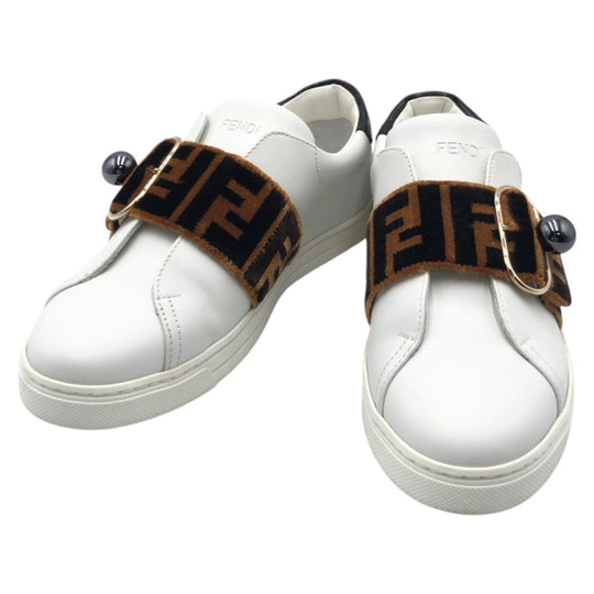 FENDI sneakers 8E leather White brown Zucca Pattern 36