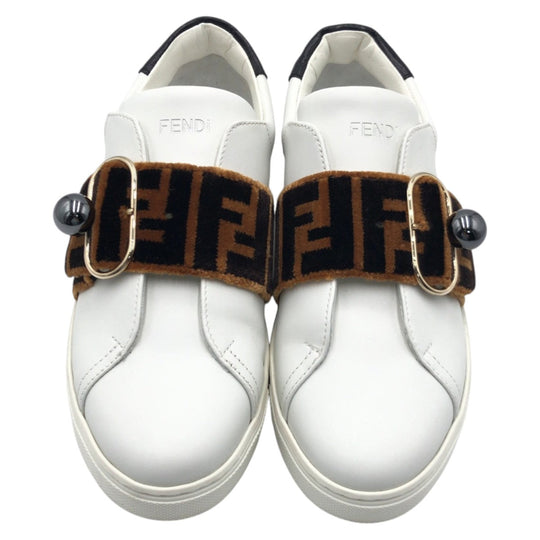 FENDI sneakers 8E leather White brown Zucca Pattern 36
