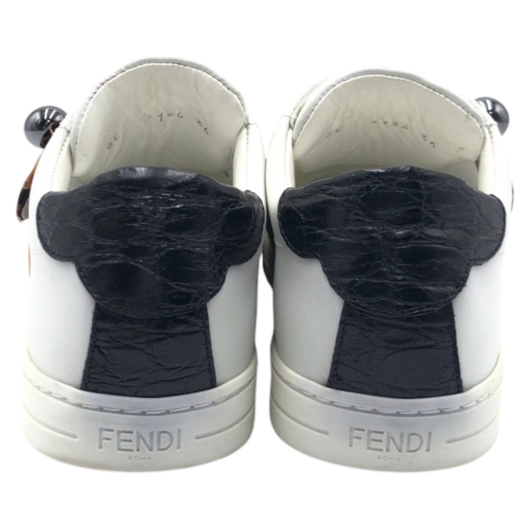 FENDI sneakers 8E leather White brown Zucca Pattern 36