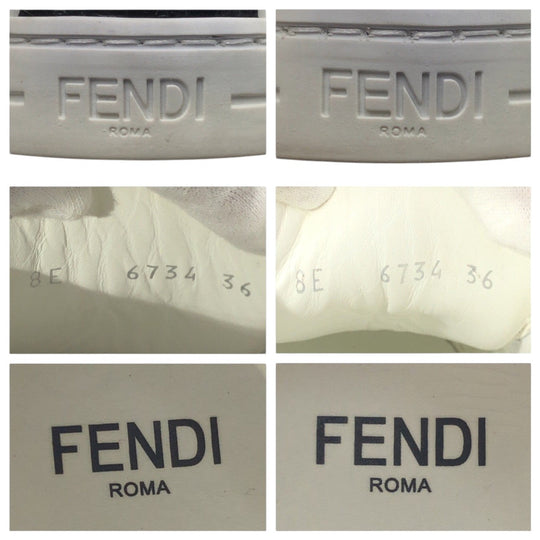 FENDI sneakers 8E leather White brown Zucca Pattern 36