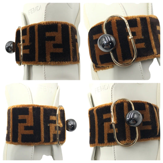 FENDI sneakers 8E leather White brown Zucca Pattern 36