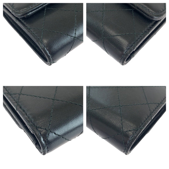 CHANEL Tri-fold wallet lambskin black Folding wallet Compact wallet Matrasse COCO Mark Women Used Authentic