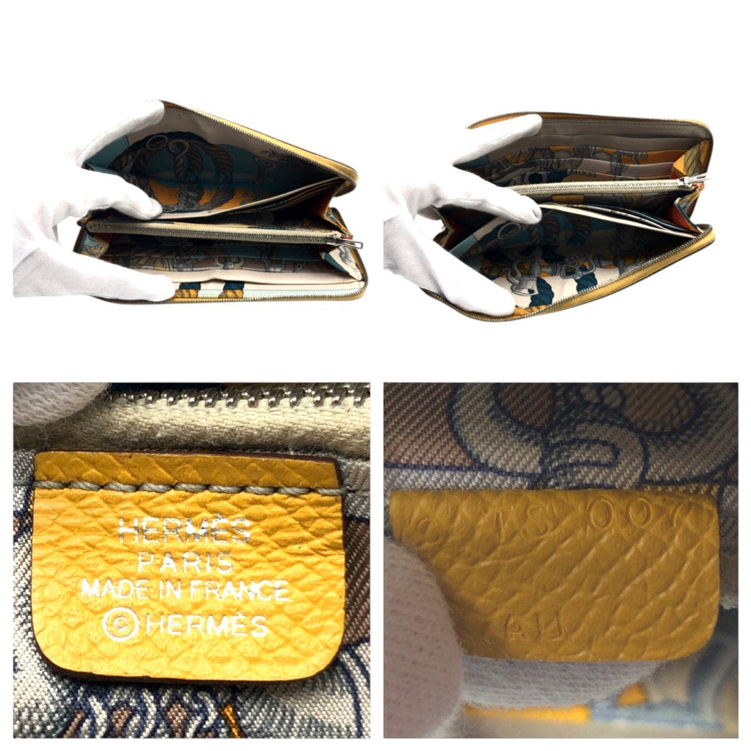 HERMES Long Wallet Purse Epsom yellow Azap long silk in