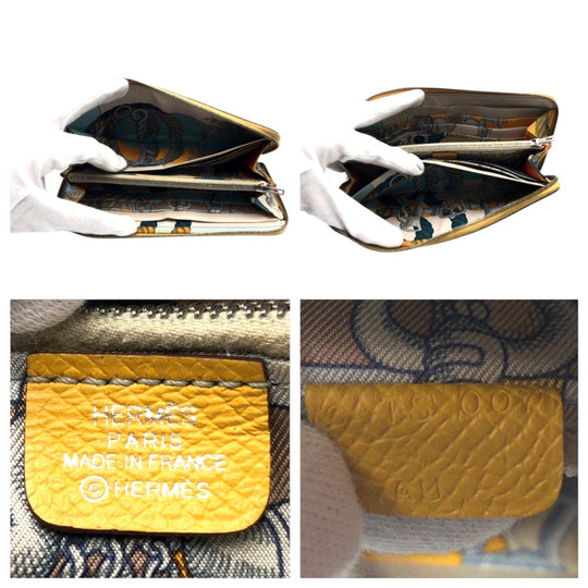 HERMES Long Wallet Purse Epsom yellow Azap long silk in