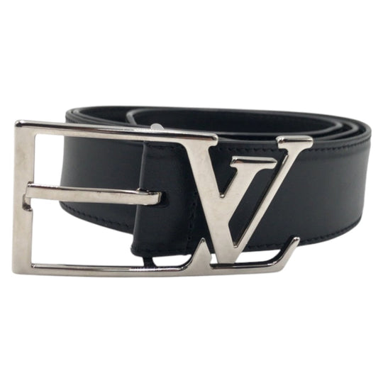 LOUIS VUITTON belt M0687 leather black black silver LV Skyline