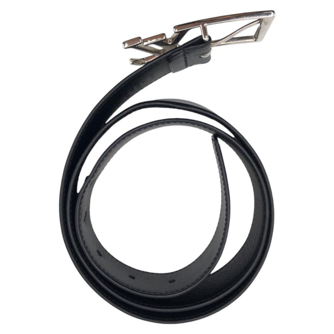 LOUIS VUITTON belt M0687 leather black black silver LV Skyline