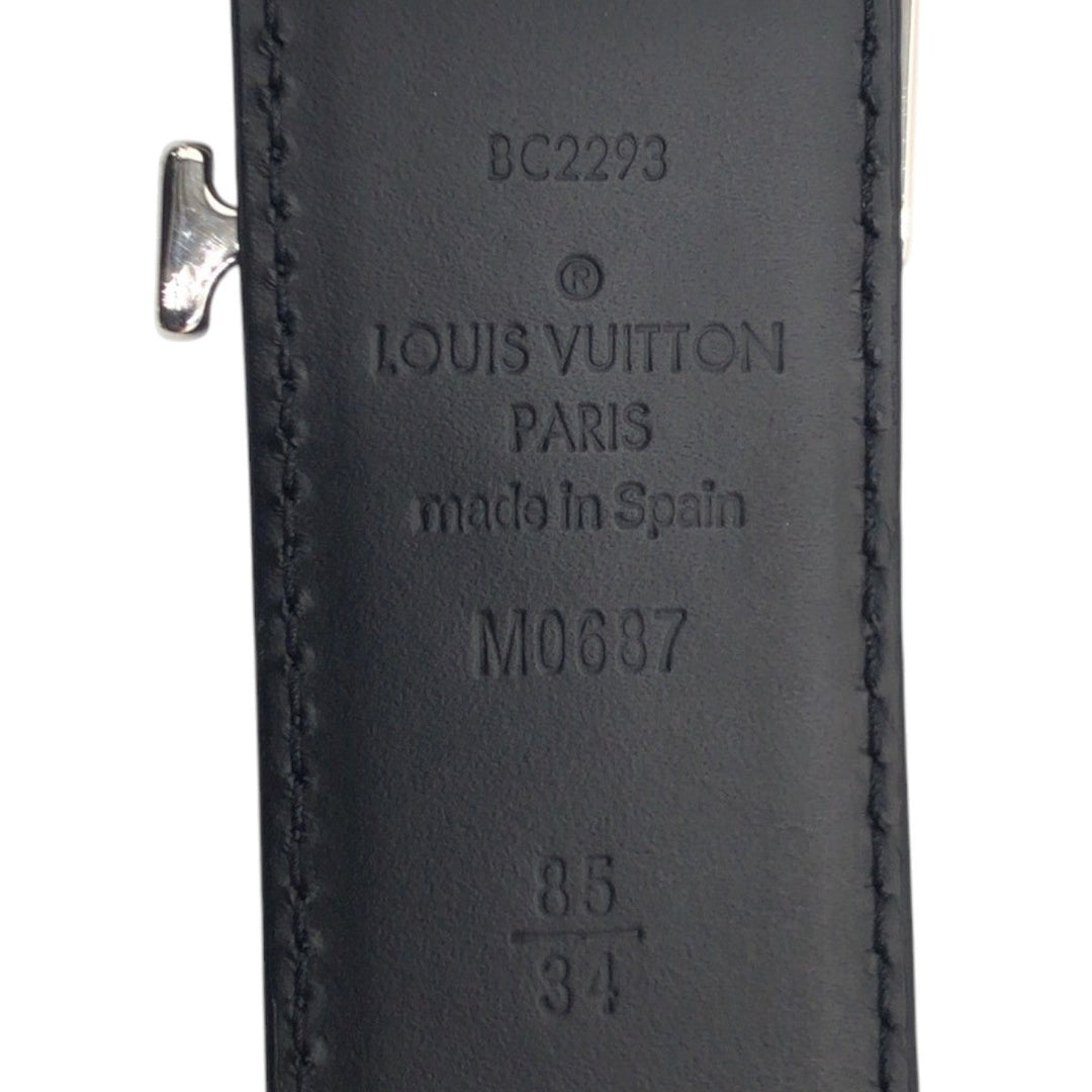 LOUIS VUITTON belt M0687 leather black black silver LV Skyline