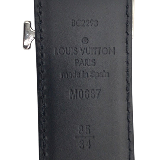 LOUIS VUITTON belt M0687 leather black black silver LV Skyline