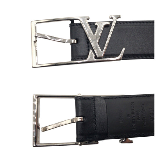 LOUIS VUITTON belt M0687 leather black black silver LV Skyline