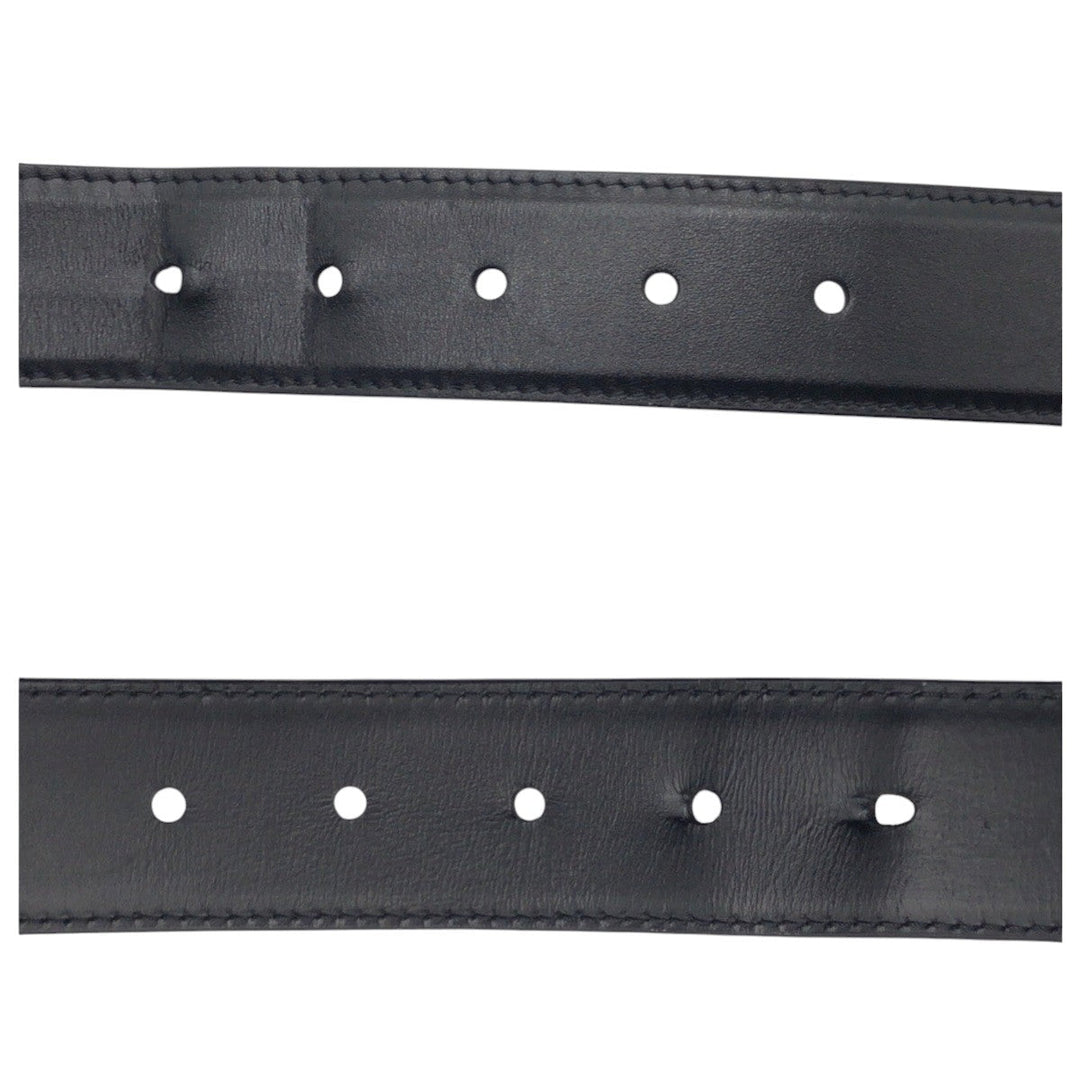 LOUIS VUITTON belt M0687 leather black black silver LV Skyline