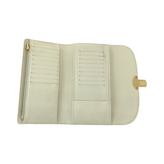 LOUIS VUITTON Long Wallet Purse M58132 leather Ivory Gold Metal Long Wallet Purse Monogram Mahina Portefeuille Amelia Women Used Authentic