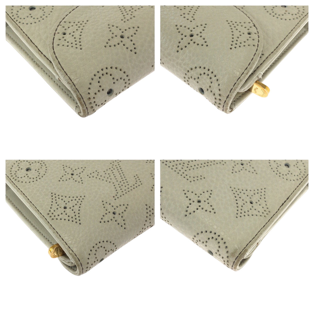LOUIS VUITTON Long Wallet Purse M58132 leather Ivory Gold Metal Long Wallet Purse Monogram Mahina Portefeuille Amelia Women Used Authentic