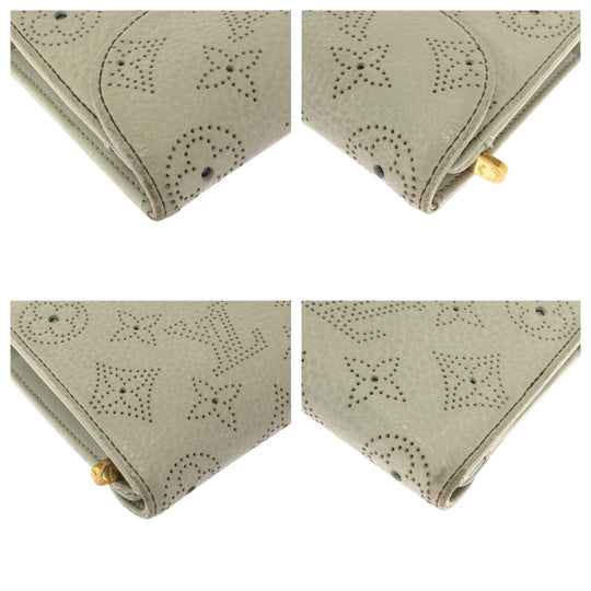 LOUIS VUITTON Long Wallet Purse M58132 leather Ivory Gold Metal Long Wallet Purse Monogram Mahina Portefeuille Amelia Women Used Authentic