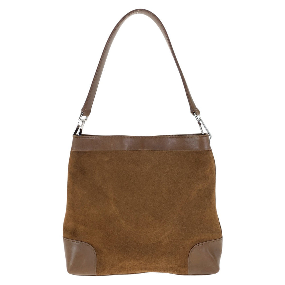 GUCCI Shoulder Bag 33900 Suede, Leather Brown Silver Metal Sherry line Women Used Authentic