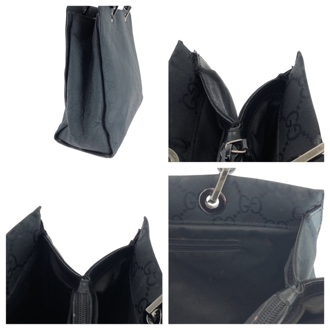 GUCCI Tote Bag 002 1010 Nylon black Bamboo