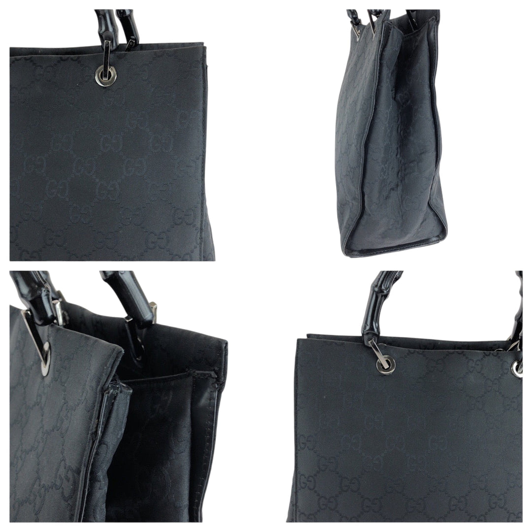 GUCCI Tote Bag 002 1010 Nylon black Bamboo