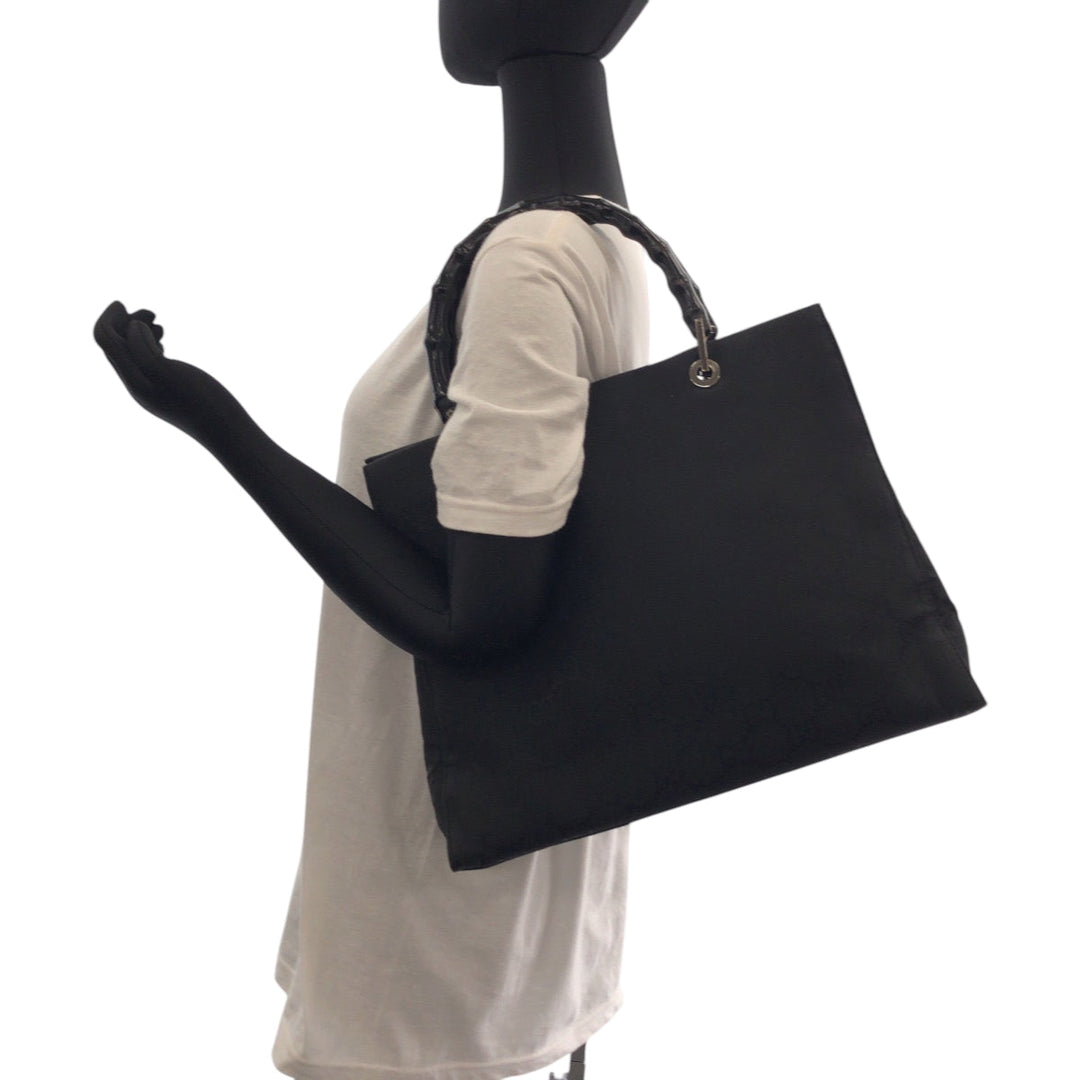 GUCCI Tote Bag 002 1010 Nylon black Bamboo