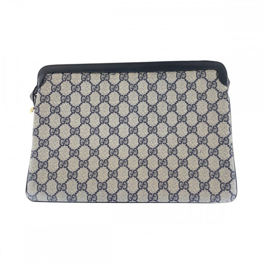 GUCCI Shoulder Bag 010 378 GG Supreme canvas, leather Navy Gold Metal Shoulder Bag pochette Old Gucci Shelly Line Interlocking Women Used Authentic