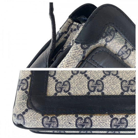 GUCCI Shoulder Bag 010 378 GG Supreme canvas, leather Navy Gold Metal Shoulder Bag pochette Old Gucci Shelly Line Interlocking Women Used Authentic