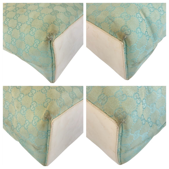 GUCCI Tote Bag 002 1098 GG canvas, leather Mint Green Gold Metal Tote Bag Shoulder Bag Women Used Authentic