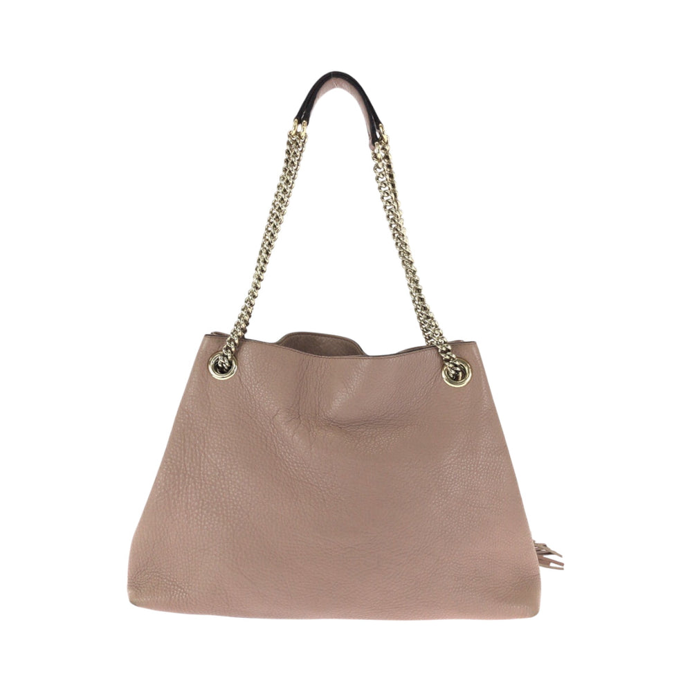 GUCCI Tote Bag 308982 leather Pink Gold Metal ChainTote Bag Shoulder Bag Soho Tassel Women Used Authentic