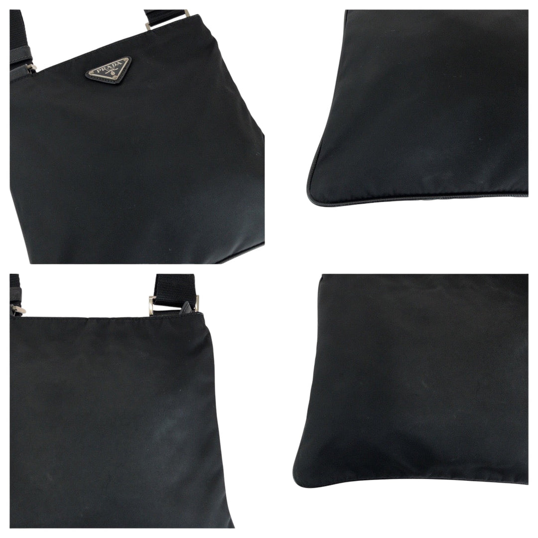 PRADA Shoulder Bag VA0053 Nylon black Shoulder Bag Sacoche Test Triangle With logo mens Used Authentic