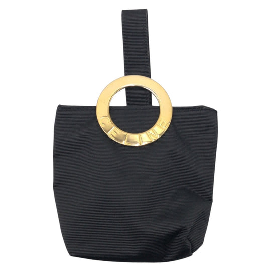 CELINE Pouch cotton black Circle logo