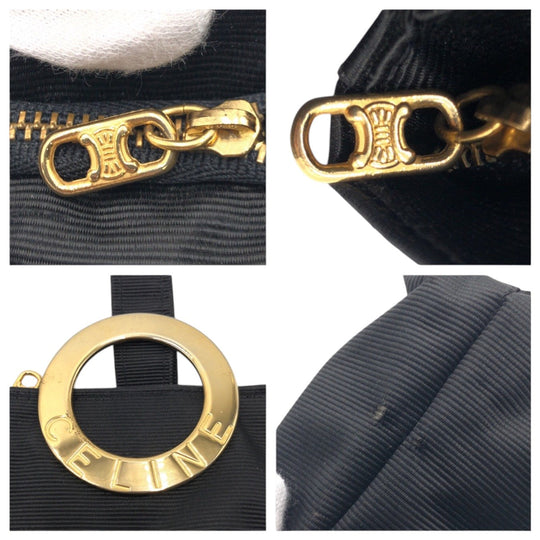 CELINE Pouch cotton black Circle logo