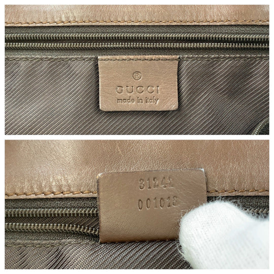 GUCCI Tote Bag 31242 GG canvas, leather Brown Silver Metal Tote Bag Shoulder Bag Women Used Authentic