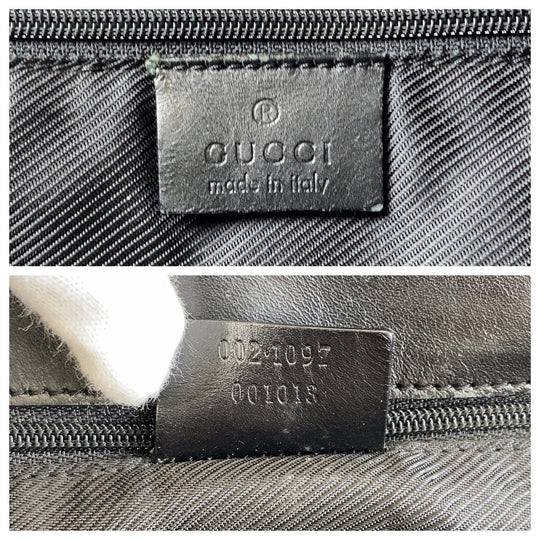 GUCCI Tote Bag 002 1097 GG canvas, leather Black GoldMetal Tote Bag Shoulder Bag Women Used Authentic