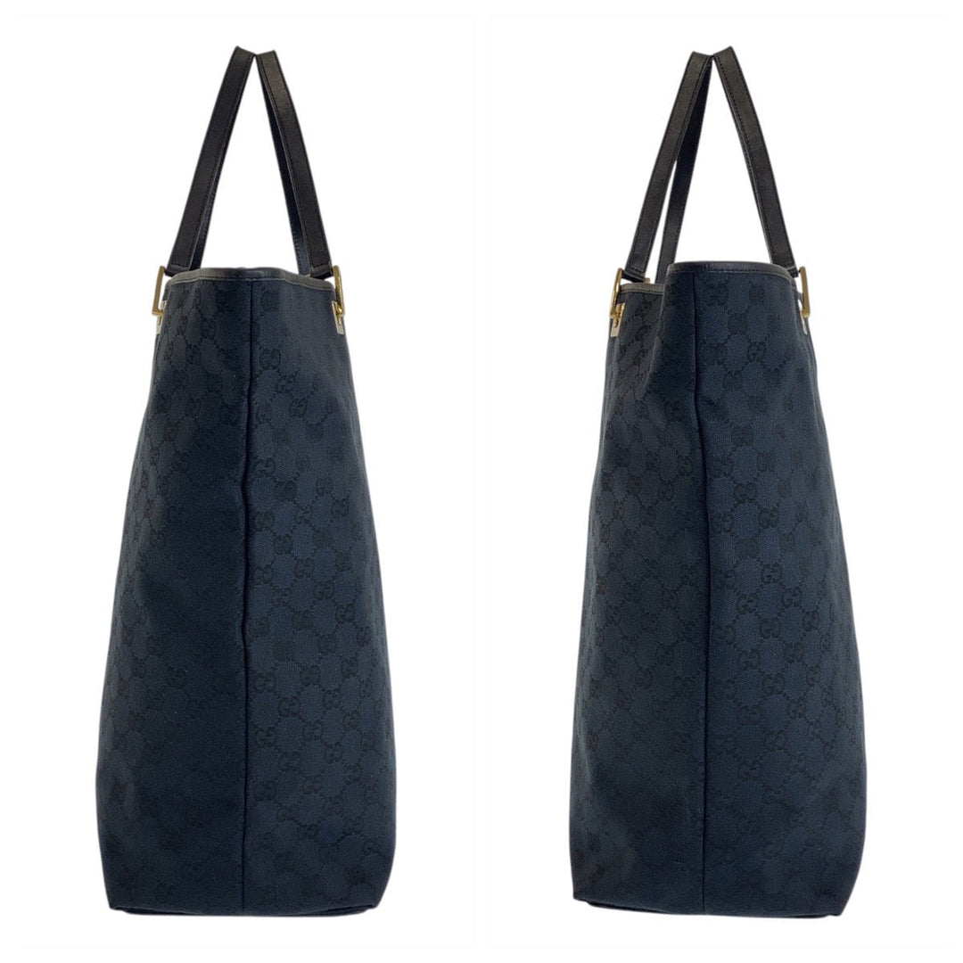 GUCCI Tote Bag 002 1097 GG canvas, leather Black GoldMetal Tote Bag Shoulder Bag Women Used Authentic