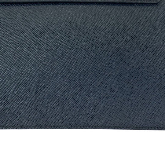 PRADA Clutch bag 2VF056 leather Navy SilverMetal Clutch bag business bag Safiano logo mens Used Authentic