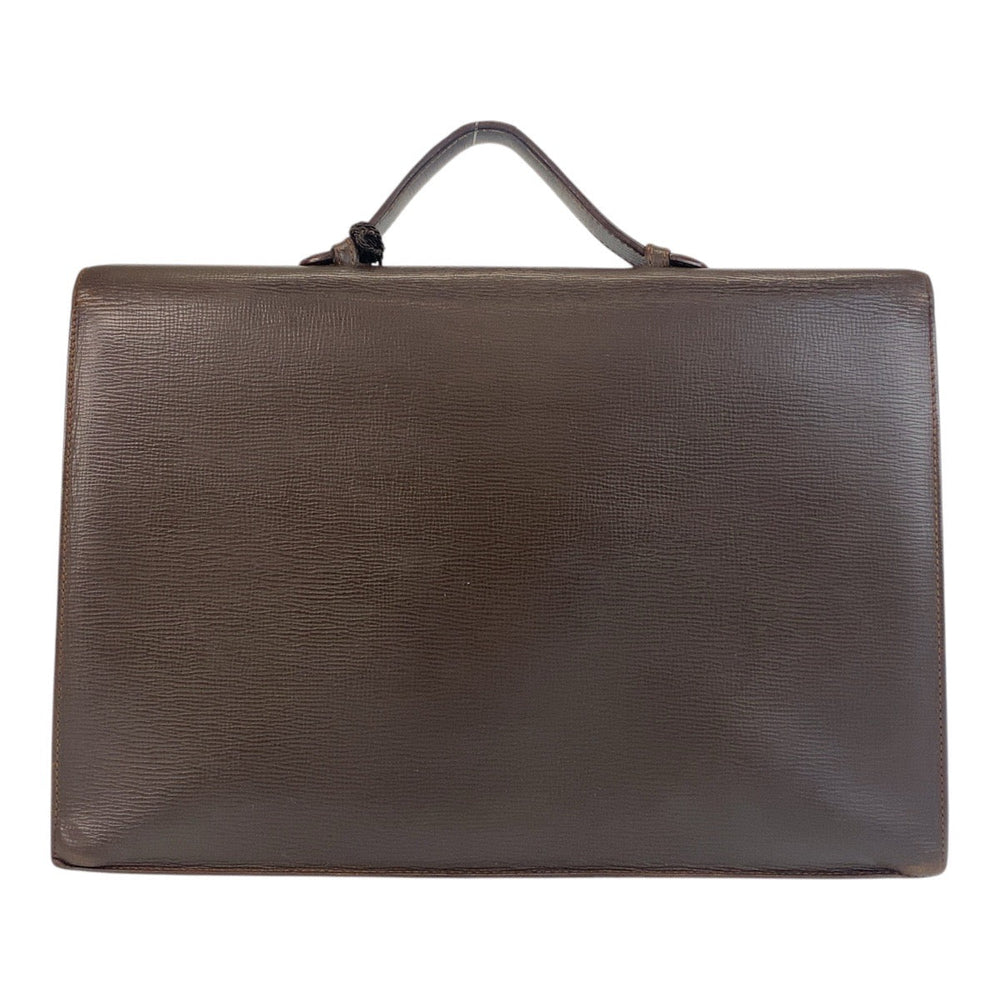 LOEWE Business bag leather Brown Gold Metal Business bag briefcase anagram mens Used Authentic