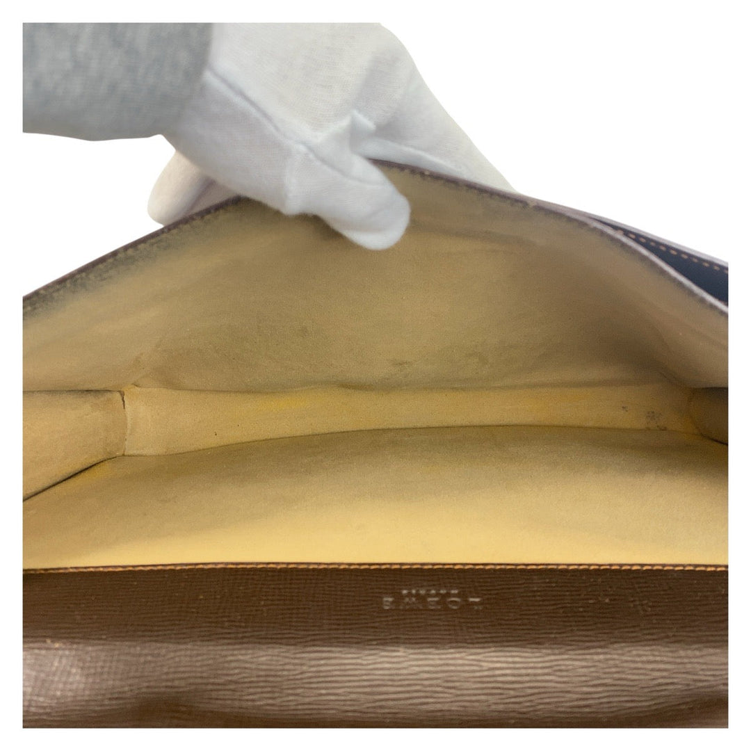 LOEWE Business bag leather Brown Gold Metal Business bag briefcase anagram mens Used Authentic