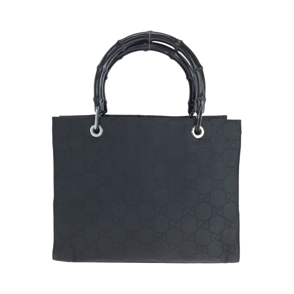 GUCCI Handbag 002 1016 Nylon black Handbag Tote Bag Bamboo Women Used Authentic