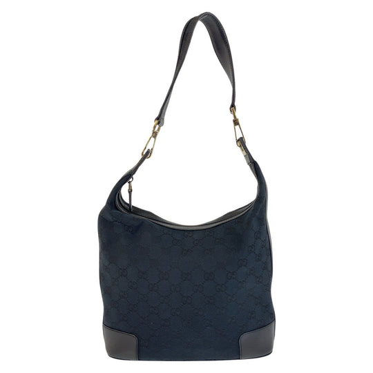 GUCCI Shoulder Bag 001 4204 GG canvas, leather Black GoldMetal Women Used Authentic