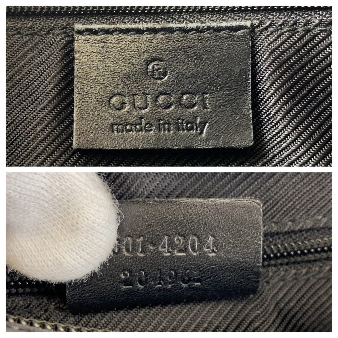 GUCCI Shoulder Bag 001 4204 GG canvas, leather Black GoldMetal Women Used Authentic