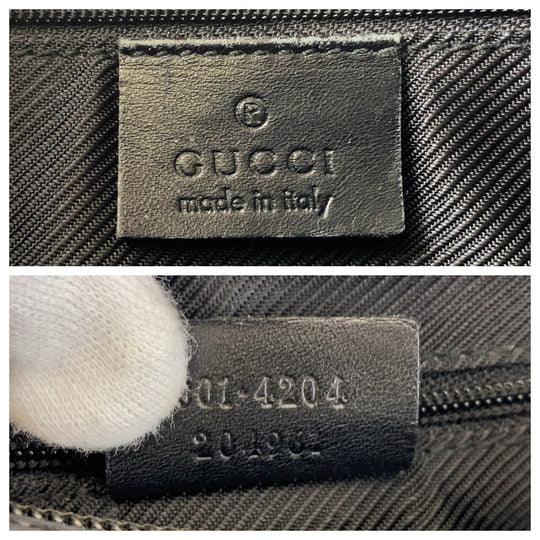 GUCCI Shoulder Bag 001 4204 GG canvas, leather Black GoldMetal Women Used Authentic