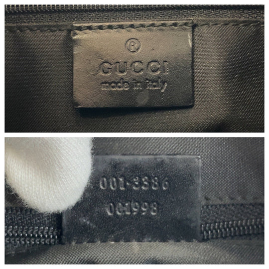 GUCCI Shoulder Bag 001 3386 GG canvas black Women Used Authentic