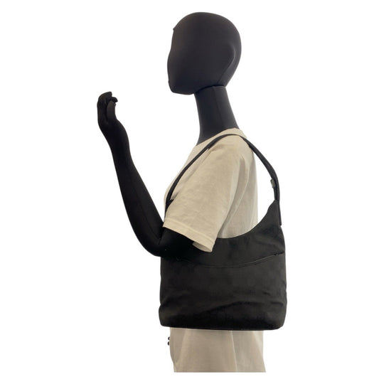 GUCCI Shoulder Bag 001 3386 GG canvas black Women Used Authentic