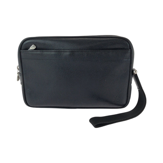 LOUIS VUITTON business bag M30441 Taiga Black Silver Metal business bag clutch bag Taiga Karga mens Used Authentic