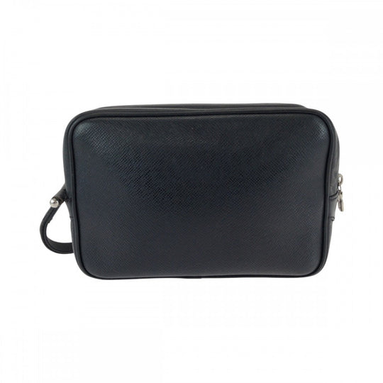 LOUIS VUITTON business bag M30441 Taiga Black Silver Metal business bag clutch bag Taiga Karga mens Used Authentic
