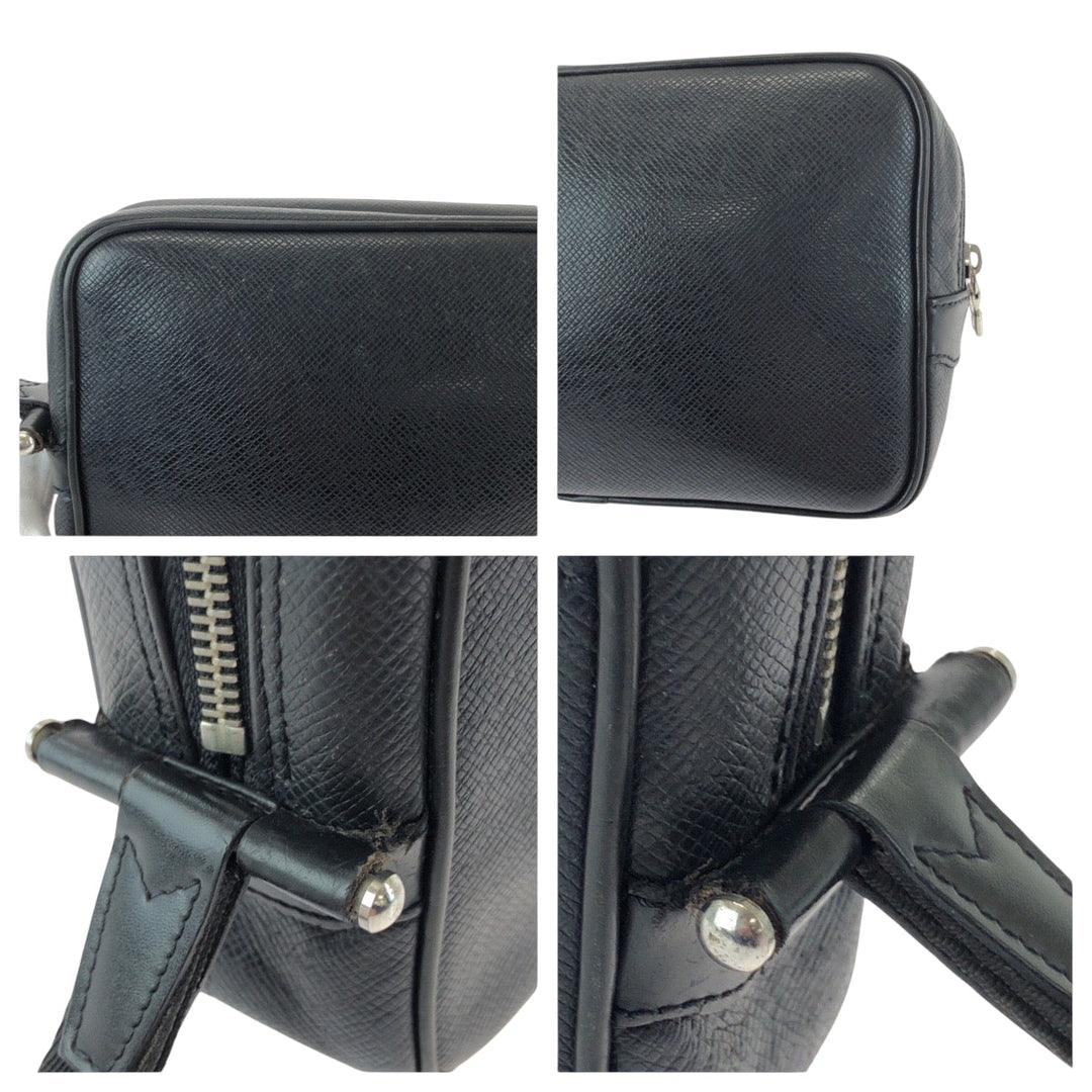 LOUIS VUITTON business bag M30441 Taiga Black Silver Metal business bag clutch bag Taiga Karga mens Used Authentic