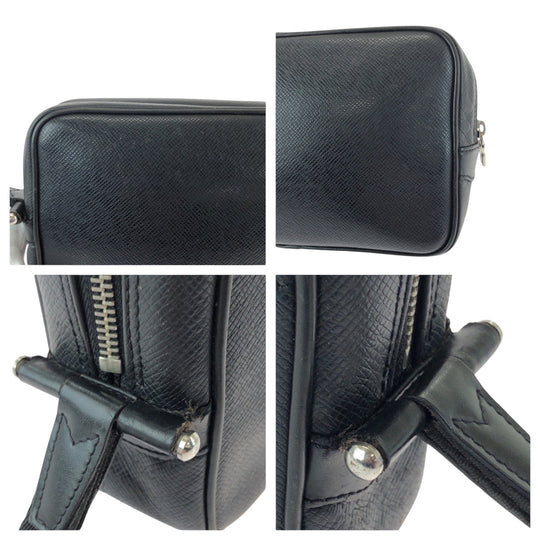 LOUIS VUITTON business bag M30441 Taiga Black Silver Metal business bag clutch bag Taiga Karga mens Used Authentic