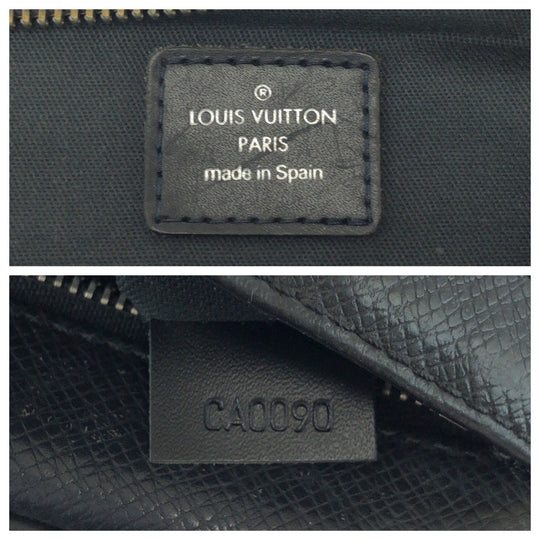 LOUIS VUITTON business bag M30441 Taiga Black Silver Metal business bag clutch bag Taiga Karga mens Used Authentic