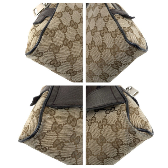 GUCCI Sling bag 449174 GG canvas, leather Brown Silver Metal Sling bag Waist bag mens Used Authentic