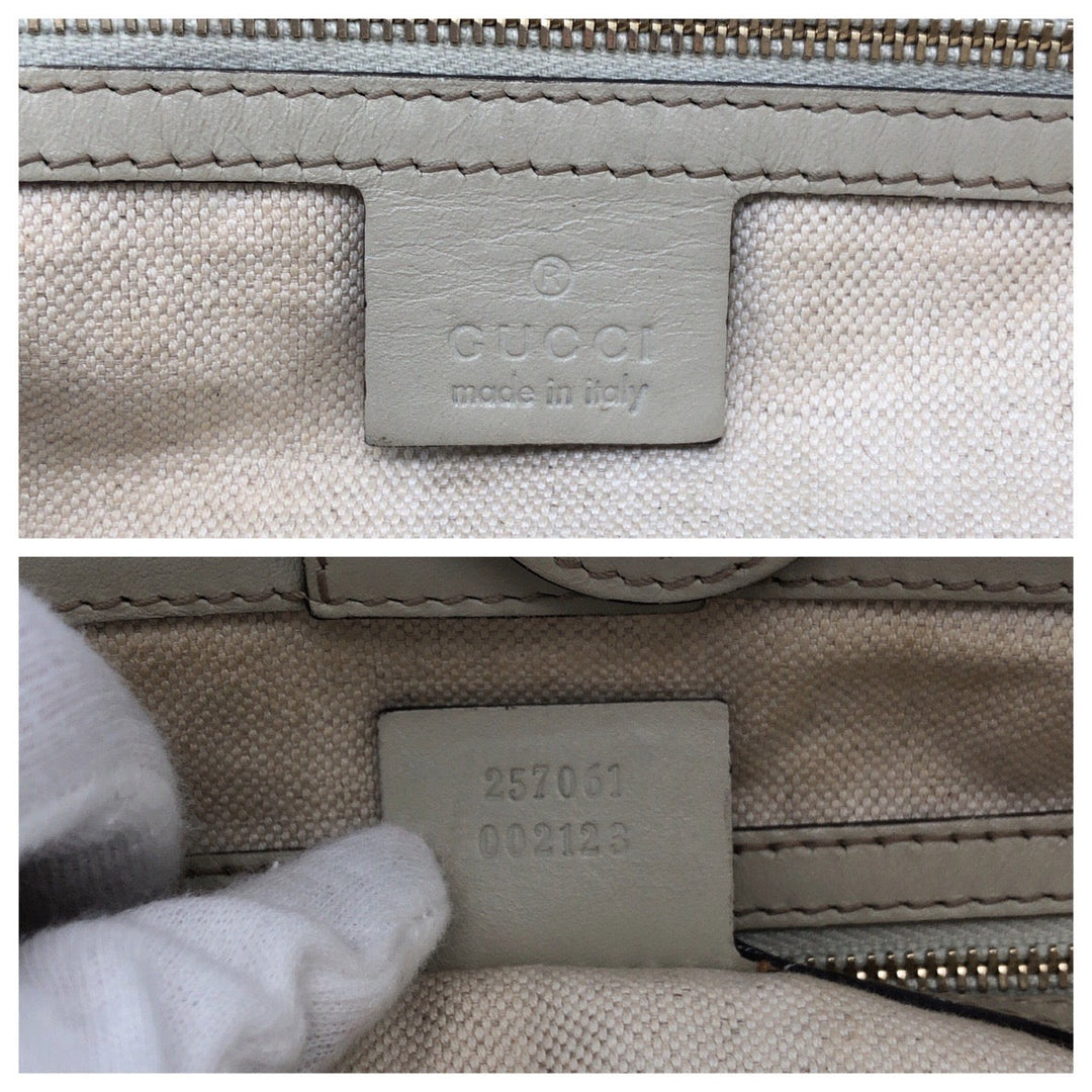 GUCCI Tote Bag 256071 GG canvas Beige Ivory Gold Metal Tote Bag handbag Sherry line Mayfair Ribbon Women Used Authentic