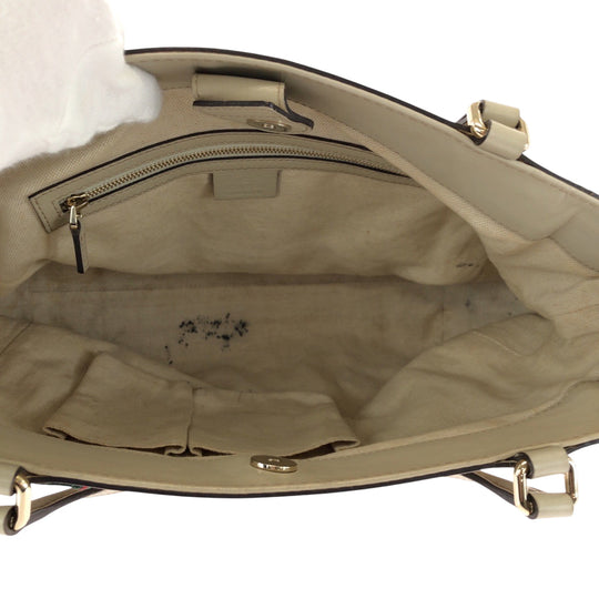 GUCCI Tote Bag 256071 GG canvas Beige Ivory Gold Metal Tote Bag handbag Sherry line Mayfair Ribbon Women Used Authentic