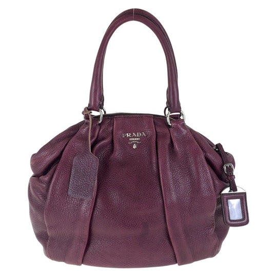 PRADA Tote Bag leather Purple SilverMetal Tote Bag Shoulder Bag Vitterodino Women Used Authentic
