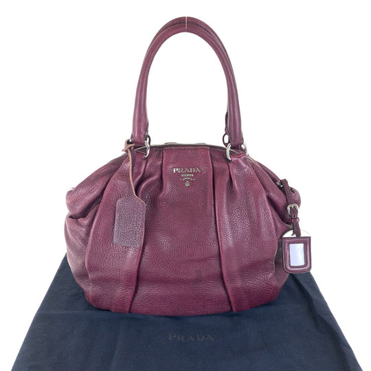 PRADA Tote Bag leather Purple SilverMetal Tote Bag Shoulder Bag Vitterodino Women Used Authentic